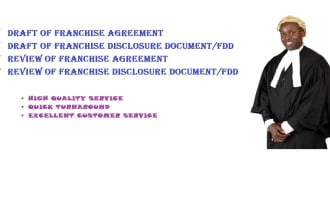 draft, revise franchise agreement or fdd