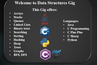 teach data structures in java, c language and c plus plus