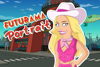 drawning you as a futurama cartoon couple characters