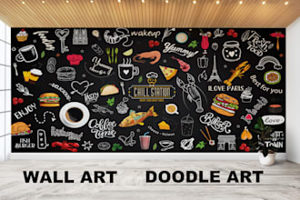 design creative wall art, decal, mural and doodles