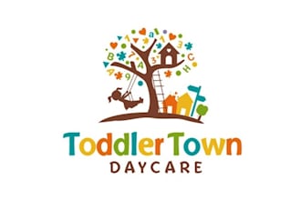 create modern childcare, daycare, kids and education logo with express delivery