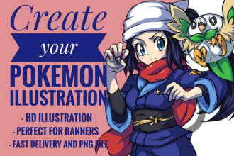 professionally draw a pokemon illustration