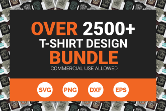 give 2500 t shirt design bundle for pod service