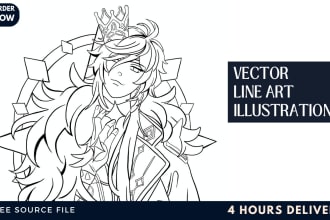 draw vector line art of any image or illustration in 4 hours