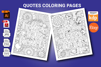 create quotes coloring pages with floral pattern for amazon kdp, etsy
