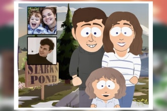 draw you as south park portrait cartoon character