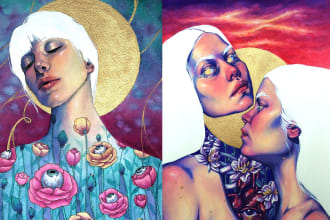 paint unique surrealist watercolor portraits for you