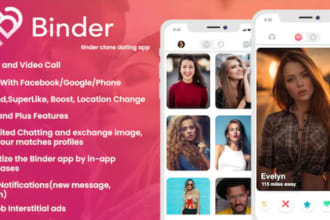 create binder tinder dating clone app with admin panel