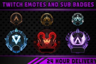 design cute custom twitch emotes, twitch sub badges, badges