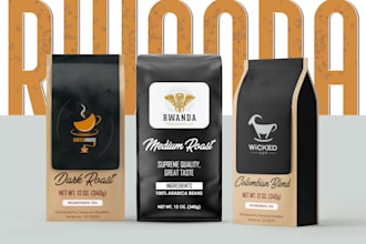 design unique coffee packaging, coffee label and stickers
