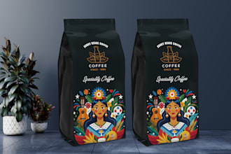 do minimal coffee bag packaging and label design for you