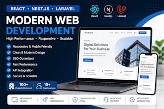 develop a react, node js website or web app