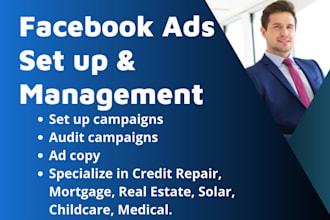 facebook ads manager, fb ads expert, credit repair ads, real estate ads