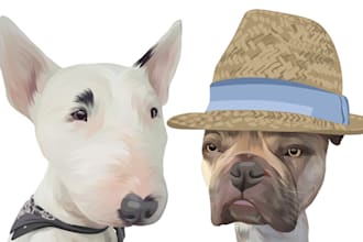 create your pet into cartoon cute bighead caricature