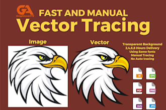 do manual vector tracing , convert image to vector , svg design