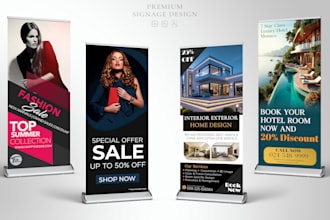 design a professional roll up banner, pull up banner, and retractable banner