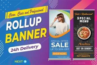 design a creative roll up banner, pull up banner