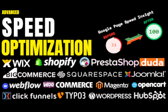 fix slow website and boost google pagespeed for wix shopify wordpress prestashop