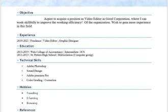 design cover letter or resume, cv for your job in ms word