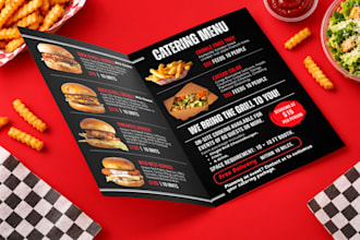 do restaurant menu, takeaway menu, trifold brochure design