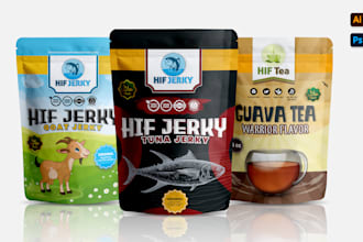 do pouch design, label design and box design