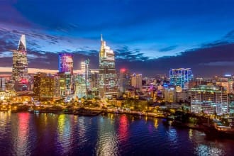 take 5 pictures in ho chi minh city, vietnam