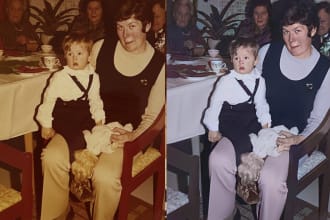 restoration retouching of old retro photo