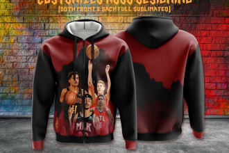 create sublimation hoodies design, mockup and vector