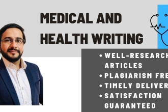 write medical, mental health and fitness articles and blog posts