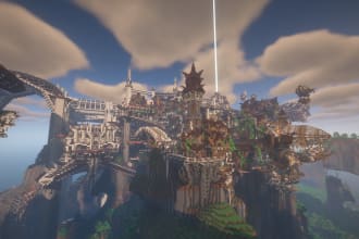 build minecraft spawn,castle,house in survival or creative