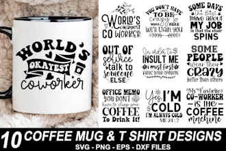 do svg cut file design, coffee mug and t shirt design bundle