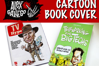 create a cartoon book or magazine cover