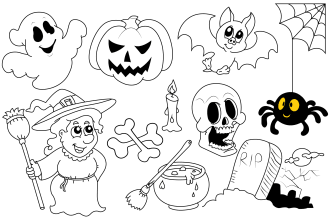 draw halloween and thanksgiving coloring pages