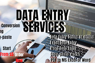 data entry, copy paste, typing, internet research  in 1 day