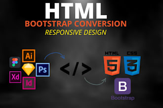 do xd to html, figma to html, psd to html, responsive bootstrap