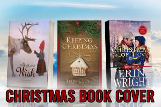 design professional christmas book cover design or ebook cover with free mockup