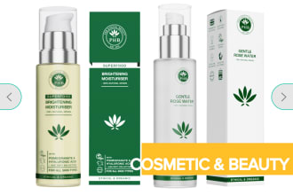 render cosmetic, beauty, skincare bottles and packaging