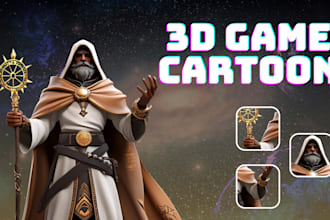 creat 3d modeling character, for game and rendering in cartoon style