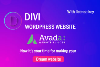 design wordpress website by using divi and avada theme