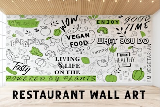 draw creative mural,decal,doodle wall art