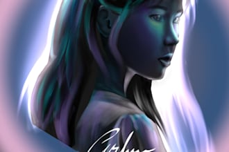 draw realistic black pearl portrait painting