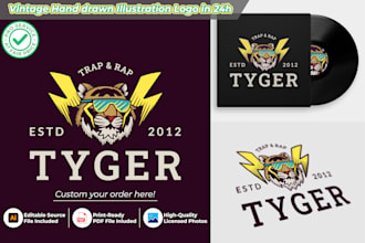 create the best vintage hand drawn illustration logo  in 24h