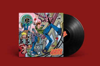 draw detail pop punk illustration for album or merch