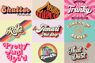 design 3d 70s vintage retro typography for t shirt and logo