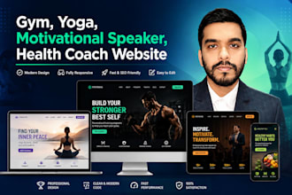 make gym, yoga, motivational speaker, health coach website