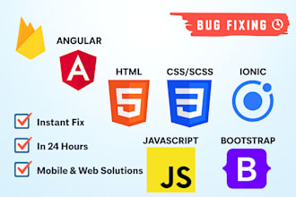 fix html, css, bootstrap, javascript, angular, ionic, firebase