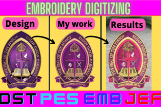 embroidery digitizing logo, convert to dst, jef, pes file, embroidery design