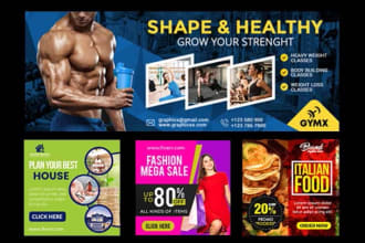 design attractive social media posts, banners, ads