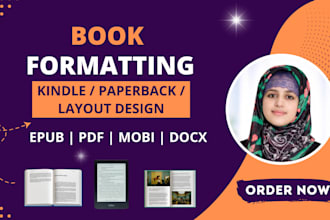 do paperback formatting, ebook formatting and layout design