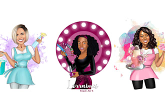 design beauty character logo business cartoon portrait
